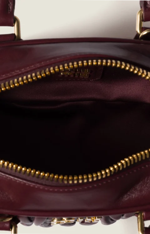 Arcadie Matelassé Nappa Leather Bag in Burgundy — снимка 4