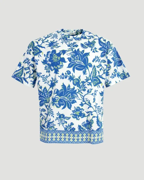 Cotton Polo Shirt with Placed Print