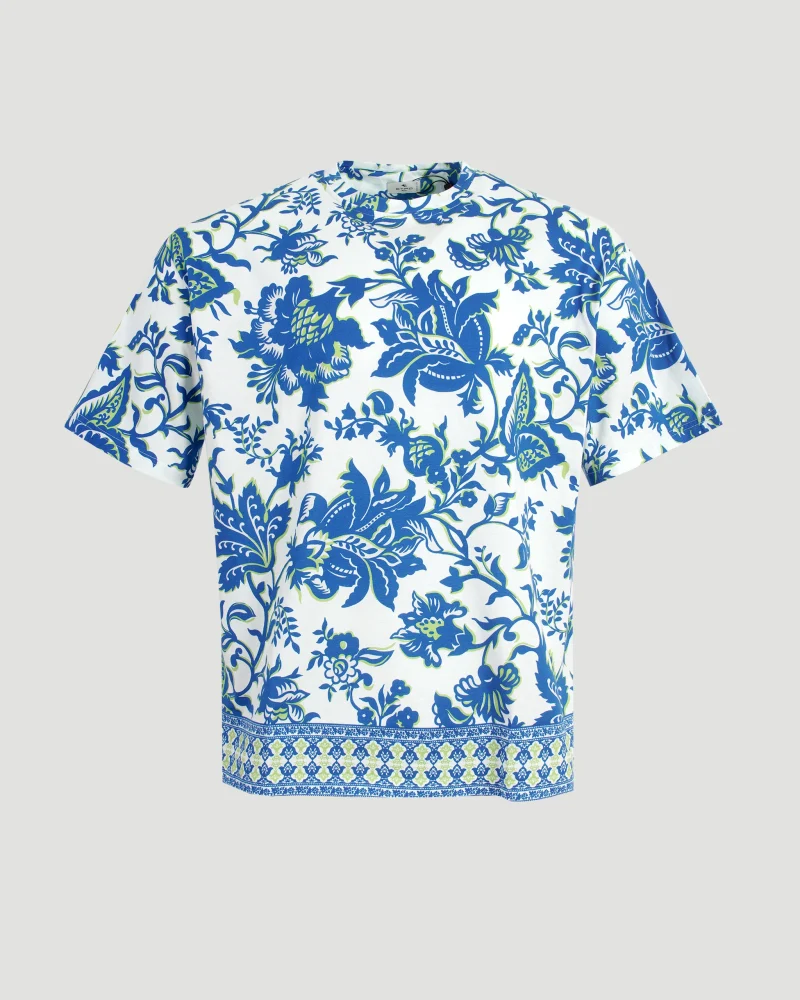 Cotton Polo Shirt with Placed Print