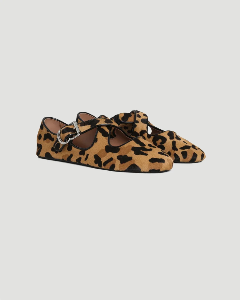 Criss Cross Ballet Flats in Leopard Haircalf — снимка 2