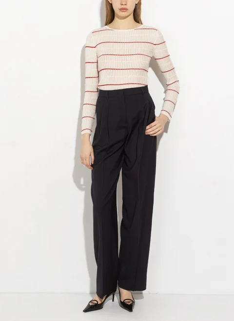 Панталон от фина вълна с колан Max Mara Studio Mstbacio — снимка 13