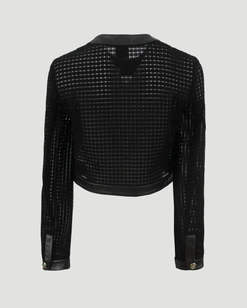 Open Weave Cropped Tailored Jacket — снимка 3