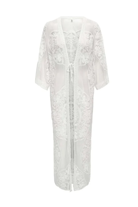 Kimono Onlcarla Embroidered Lace Kimono 15297081 11-4201 TCX cloud dancer