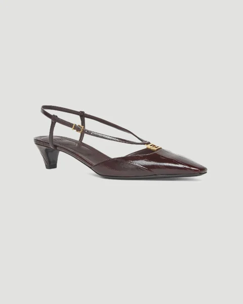 Eel Leather Slingbacks in Brown — снимка 2
