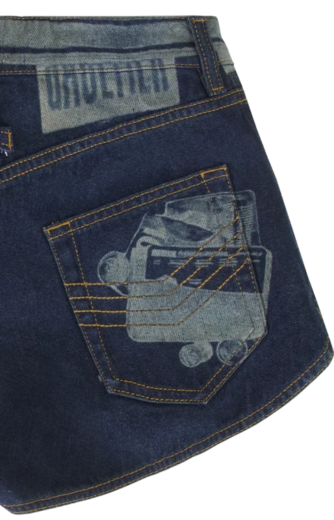 Trompe-L'oeil Denim Shorts — снимка 2