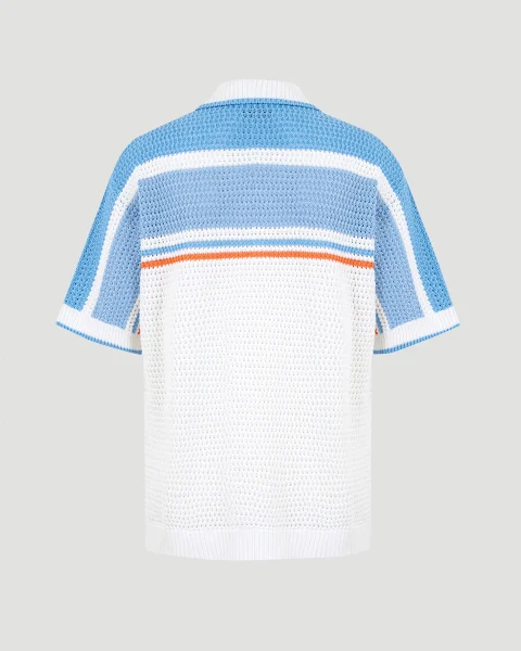 Cotton Tennis Short-Sleeve Crochet Shirt — снимка 2