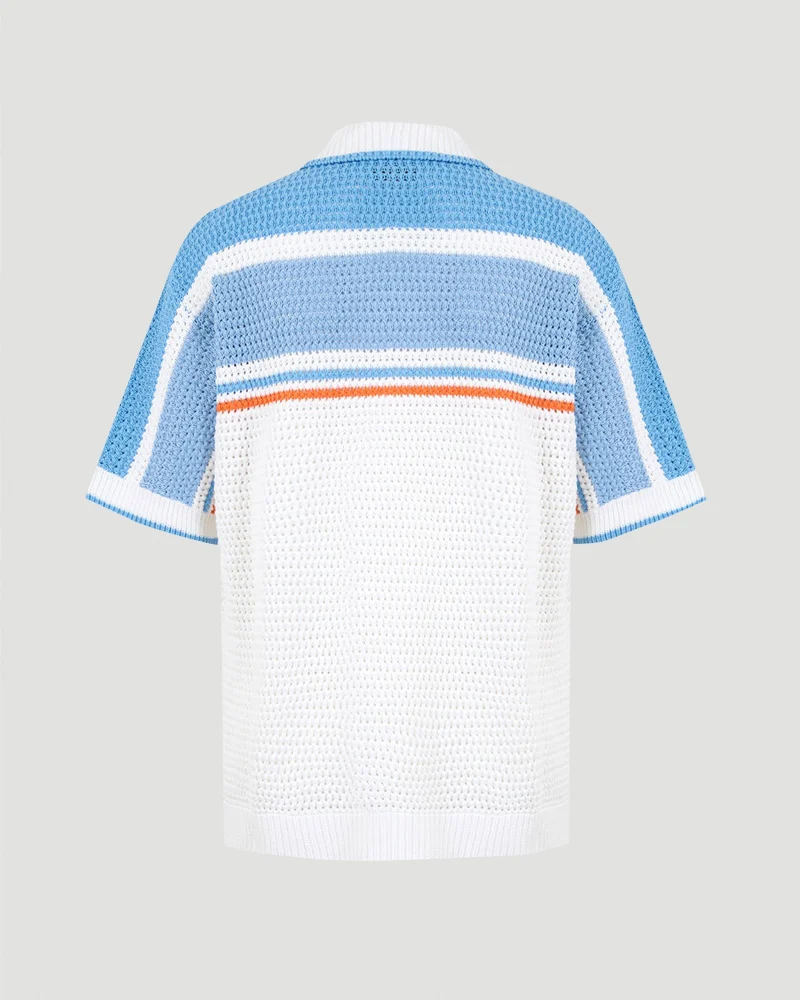 Cotton Tennis Short-Sleeve Crochet Shirt — снимка 2