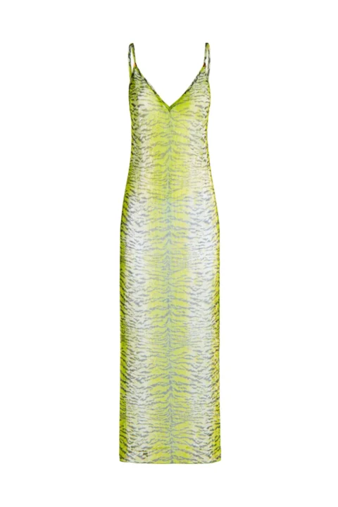 Рокля Long Shoulder Dress Tiger Print PC211A-025 lime