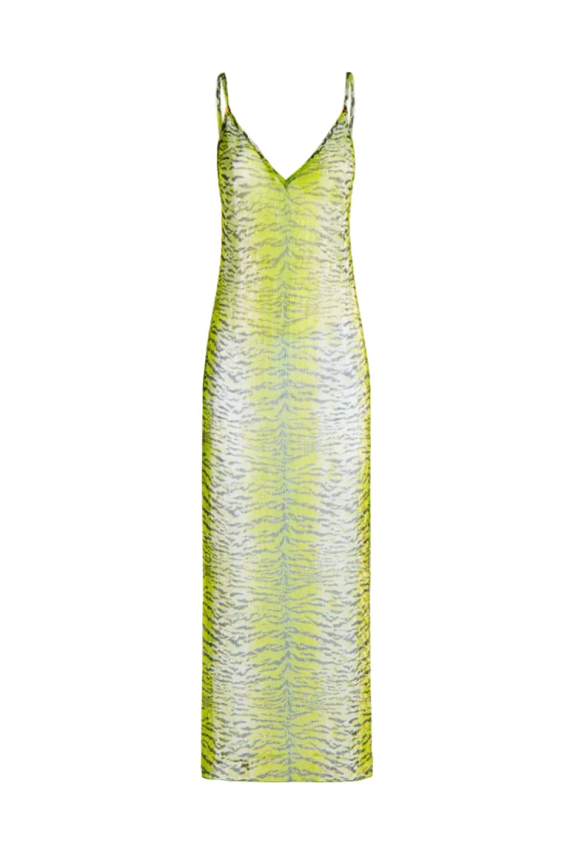 Рокля Long Shoulder Dress Tiger Print PC211A-025 lime