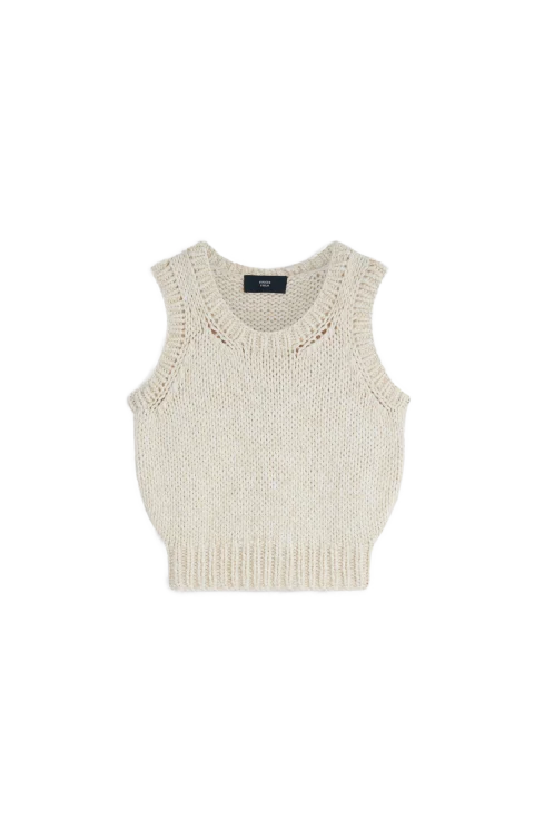 Handknit Vest in Cream Wool