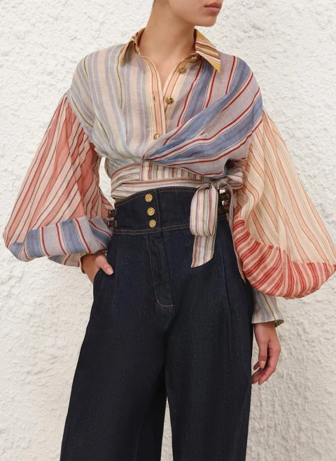 Риза с принт 'Spliced Stripes' Zimmermann