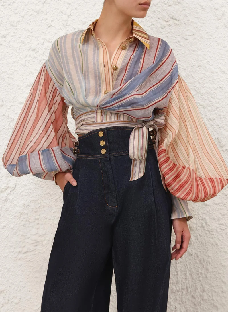 Риза с принт 'Spliced Stripes' Zimmermann