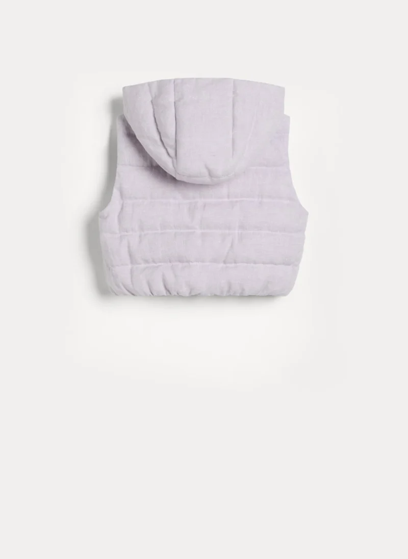 Пухен елек от лен с 3D детайл Brunello Cucinelli Kids 4-6 — снимка 2
