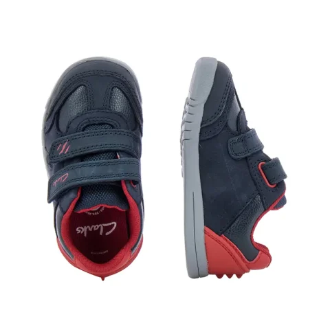 Сникърс Момчета CLARKS – 26161440 Rex Play T Navy/Red Lea — снимка 4