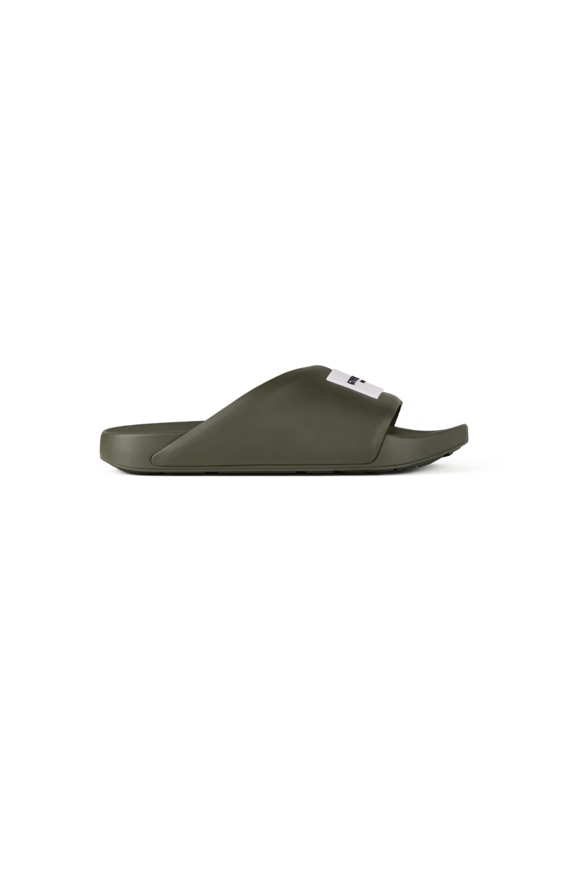 Rubber Slide with Logo in Khaki
