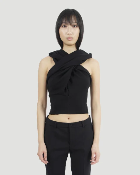 Black Cropped Hooded Top — снимка 2