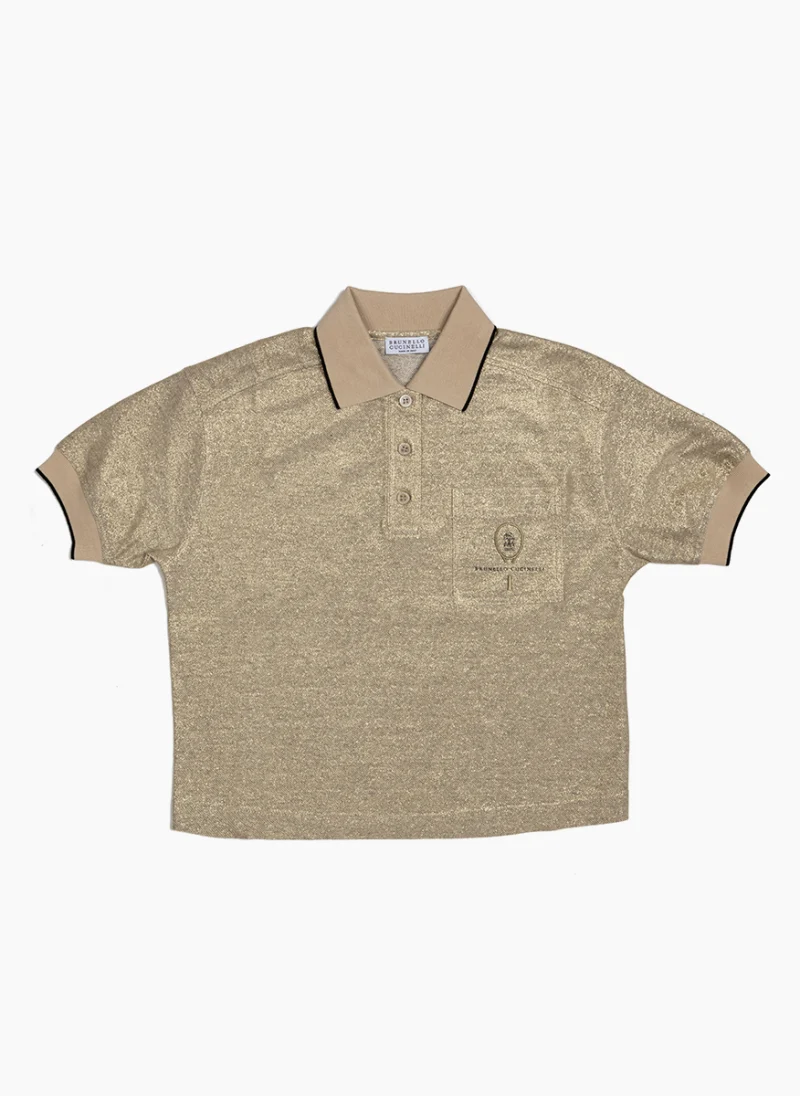 Полошърт с контрастни кантове Brunello Cucinelli Kids 12+
