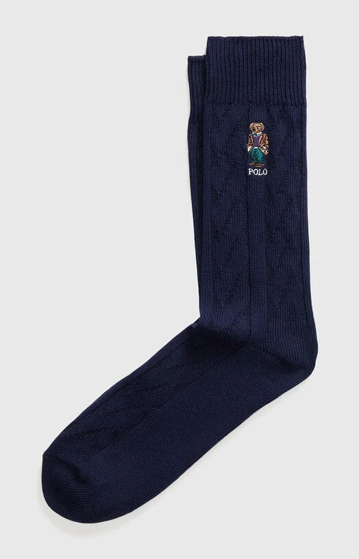 Тъмносини чорапи с Polo Bear бродерия