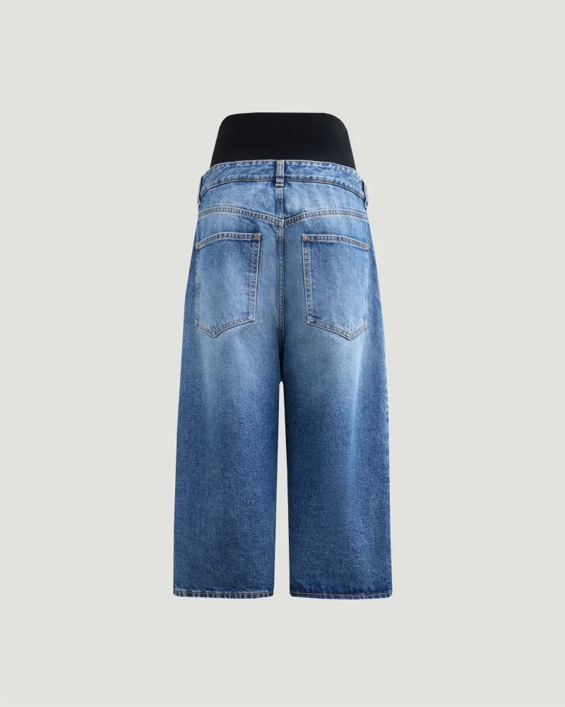 Denim Bermuda Shorts with Knitted Waistband — снимка 2