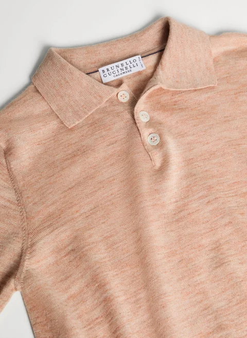 Полошърт от фино плетиво Brunello Cucinelli Kids 12 — снимка 3