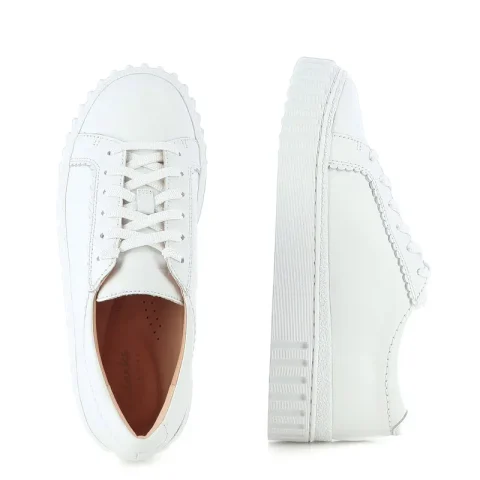 Дамски Сникърс CLARKS – 26183114 MAYHILL WALK WHITE LEATHER — снимка 5