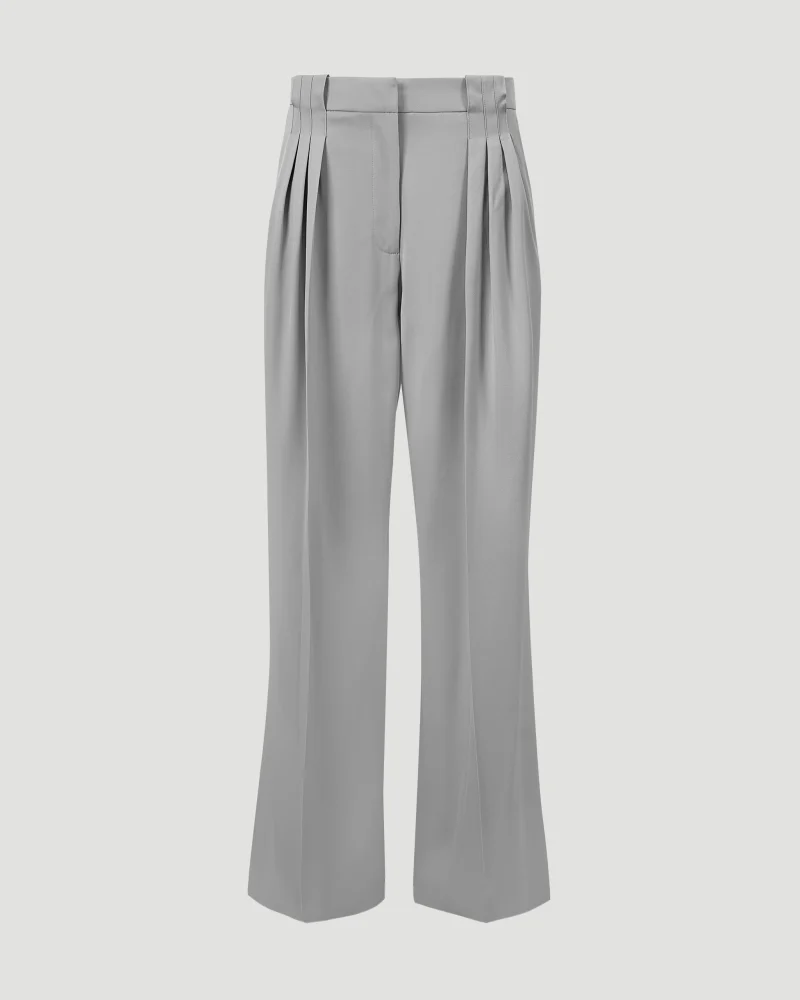 Wool Triple Pleat Tailored Trousers