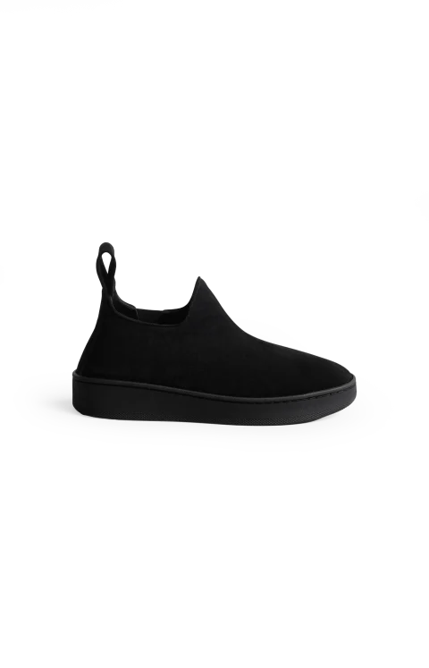 Slip On Sneaker in Black Suede