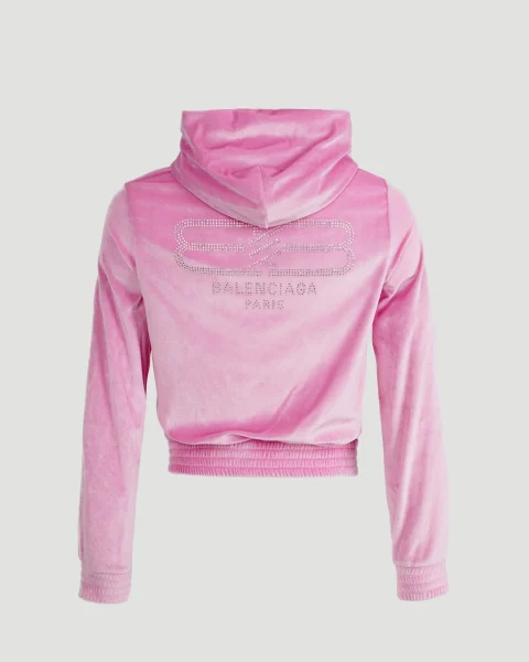 BB Paris Strass Zip-Up Hoodie Fitted in Pink — снимка 4