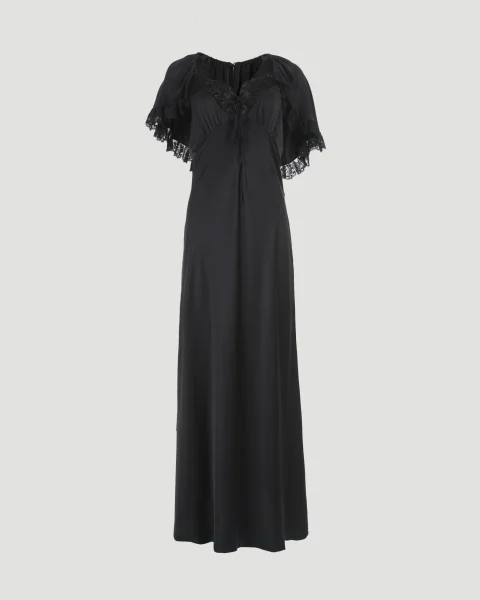 Maxi Cape Dress in Silk and Lace