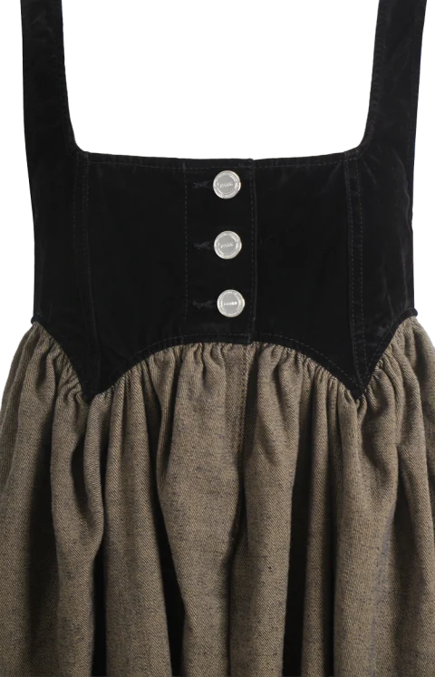 Neppy Denim Spencer Midi Dress in Coffee — снимка 2