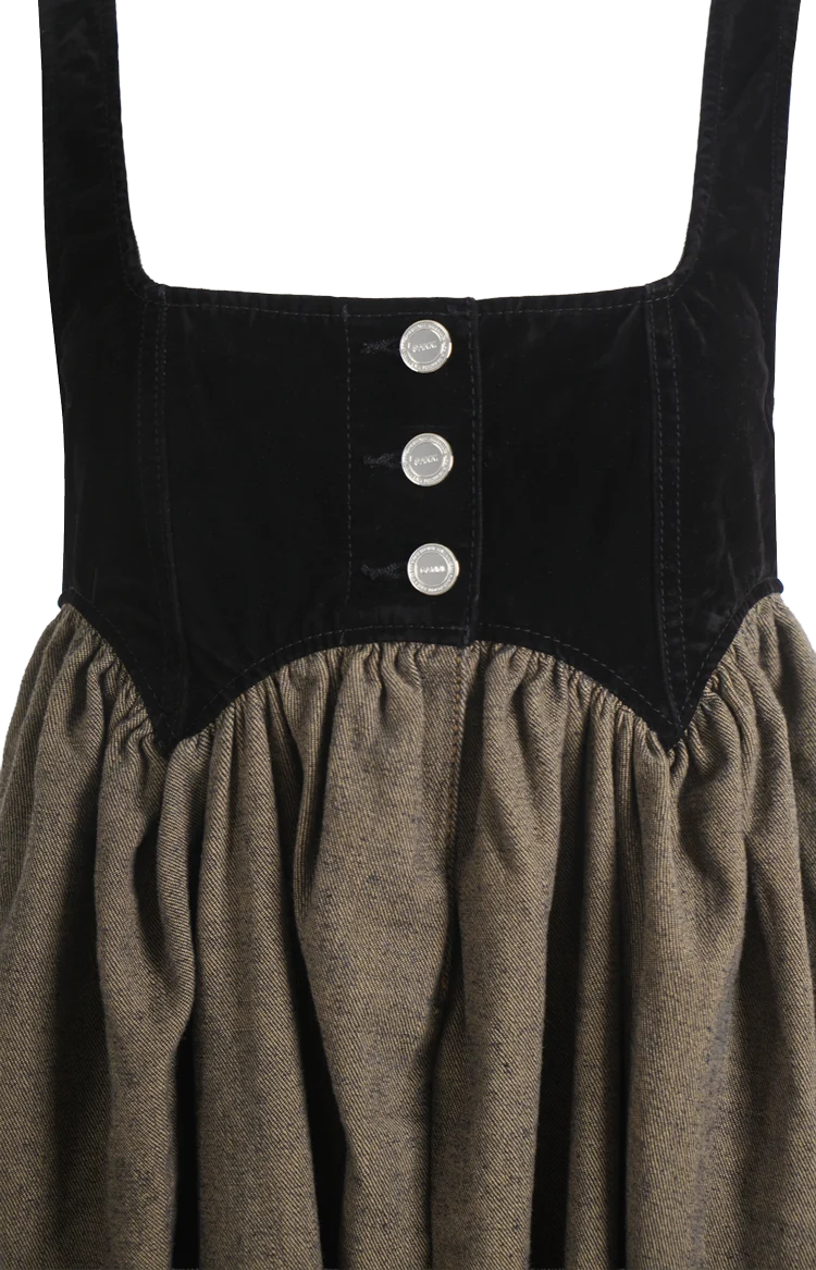Neppy Denim Spencer Midi Dress in Coffee — снимка 2