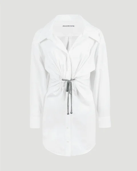 Crystal Tie Twist Dress in Cotton Poplin