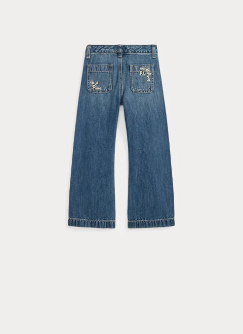 Разкроен деним с бродерия Ralph Lauren Kids 2-6 — снимка 5