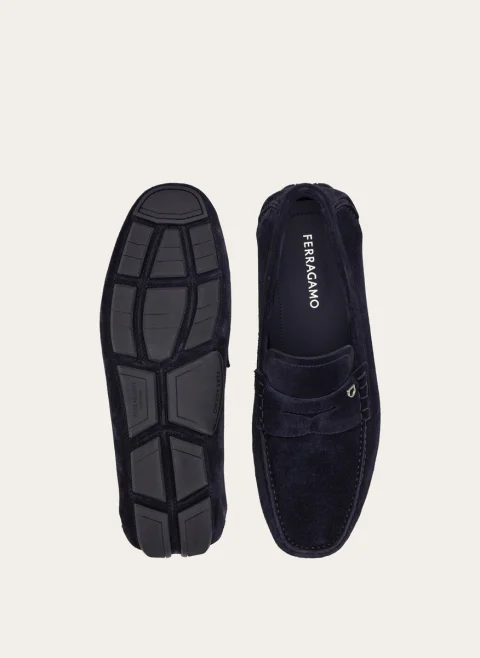Велурени мокасини с орнамент 'Gancini' Ferragamo — снимка 5
