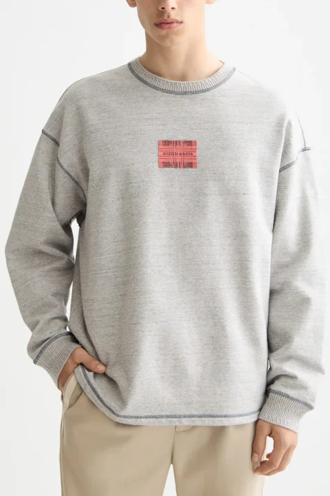 Суичър Loose Fit Labelshirt 181533 030 grey melange — снимка 2