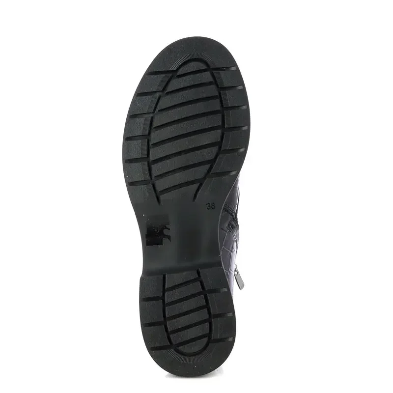 Дамски Равни Боти CARLO FABIANI – 030-589-3968 BLACK CROCO PATENT — снимка 4