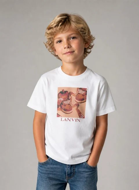 Тишърт с принт 'Sneaker' Lanvin Kids — снимка 3