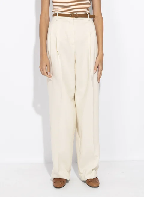 Панталон с контрастен колан Max Mara Studio Mstadunco — снимка 5