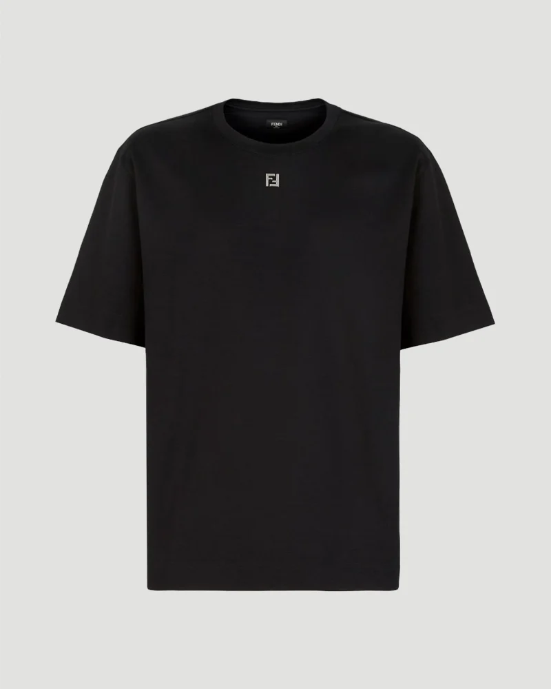 T-Shirt with Metal FF Appliqué in Black