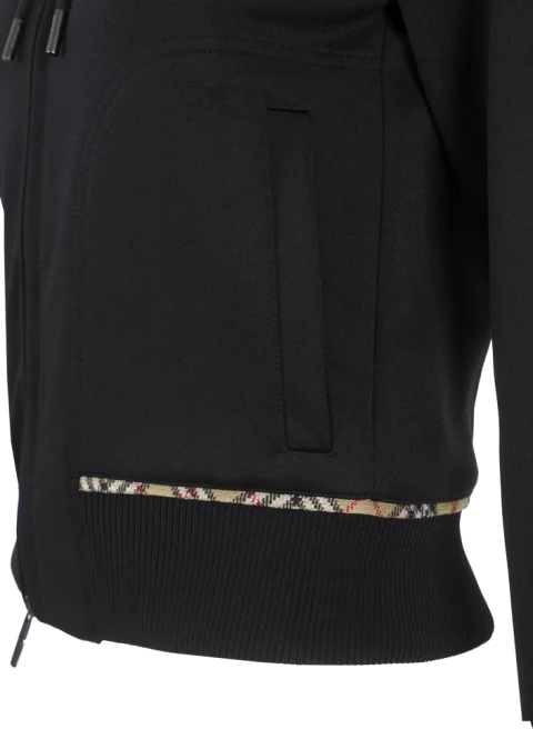 Check Trim Cotton Blend Zip Hoodie — снимка 2