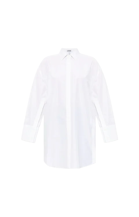 Logo-Embroidered Cotton Midi Shirt Dress