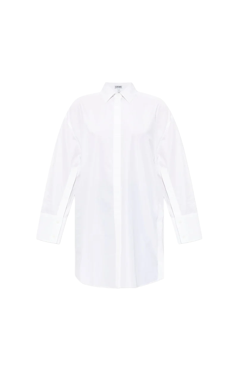 Logo-Embroidered Cotton Midi Shirt Dress