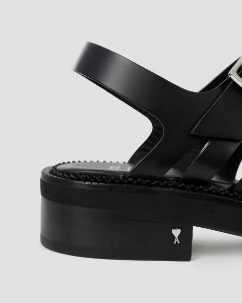 Leather Sandals in Black — снимка 5
