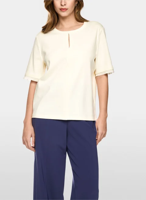Тишърт с 'cut-out' детайл Marc Cain Collections — снимка 7
