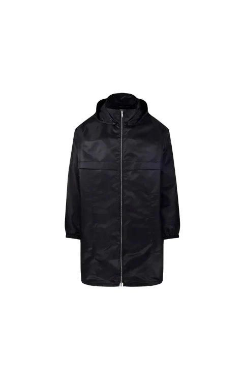 Hooded Logo-Print Parka in Black