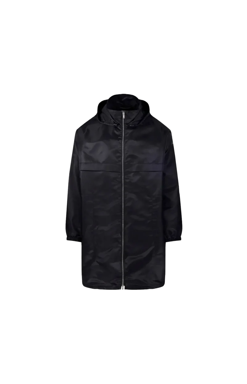 Hooded Logo-Print Parka in Black