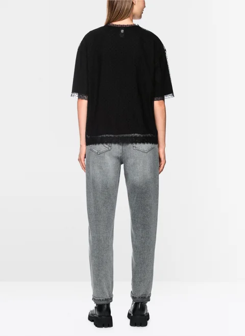 Тишърт с тюл 'Polka dot' Marc Cain Sports — снимка 3