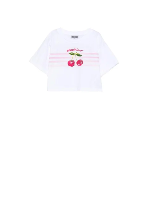 Тишърт с `Cherry` принт Moschino Kids