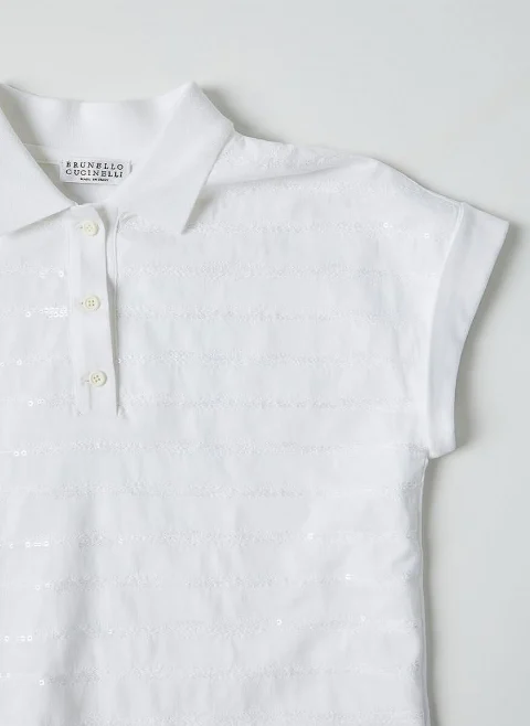 Полошърт с пайети Brunello Cucinelli Kids 8-10 — снимка 2