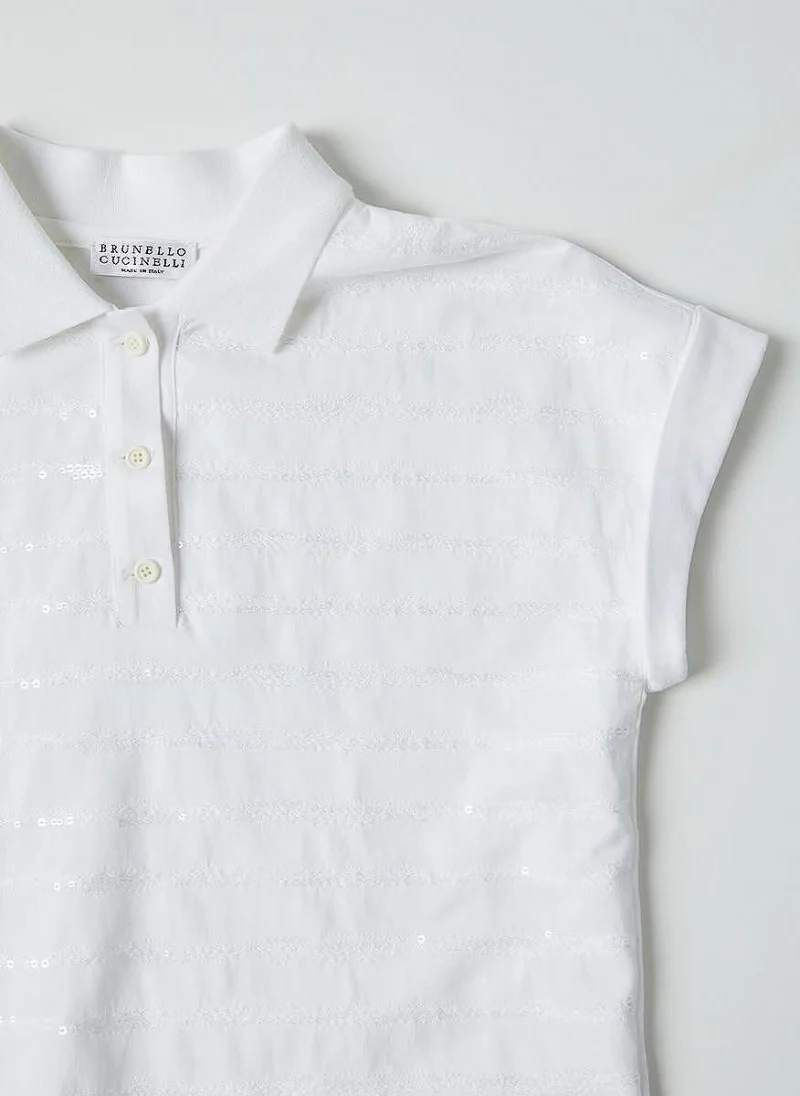 Полошърт с пайети Brunello Cucinelli Kids 8-10 — снимка 2